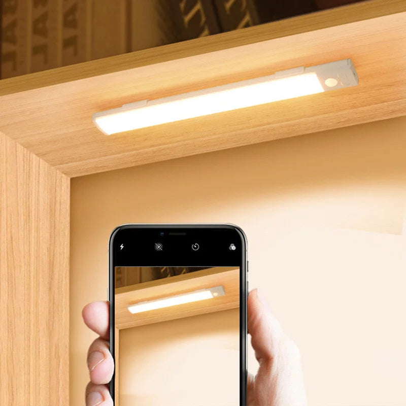 1pc Wireless Rechargeable LED Motion Sensor Cabinet Light - Ideal for Closet, Kitchen, Wardrobe, Stairs - Battery Operated Night Beauty World Shop