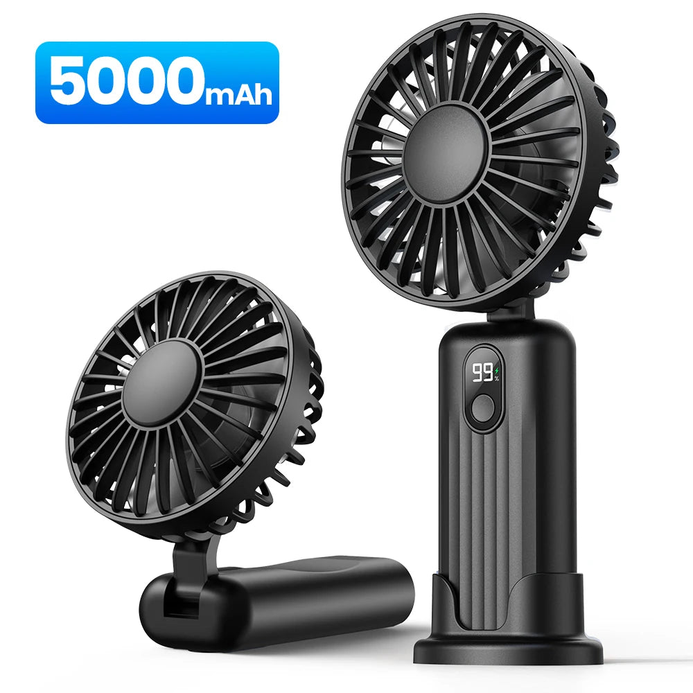 TOPK Portable Mini Fan,2400mAh USB Rechargeable Hand Neck Fan 3in1 Personal Electric Fan Standing Fans for Room Camping Foldable Beauty World Shop
