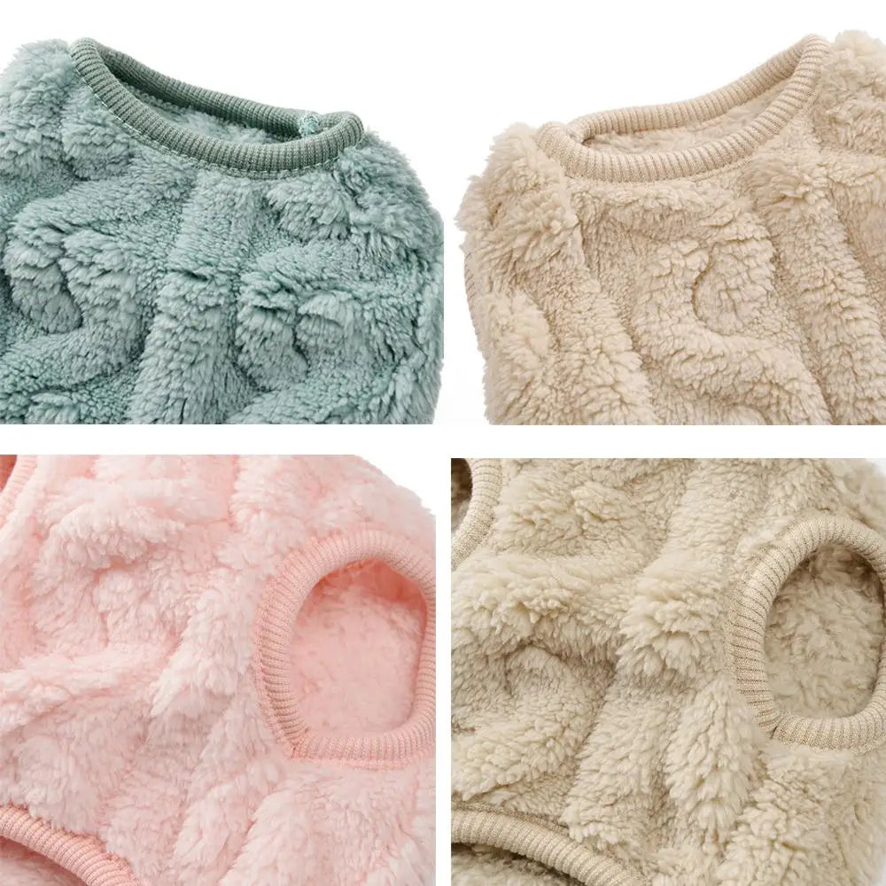 Fleece Warm Dog Cloth Sleeveless Soft Cozy Plush Vest Puppy Winter Overall for Small Medium Pet Sweatshirt  for Dog and Cat Beauty World Shop