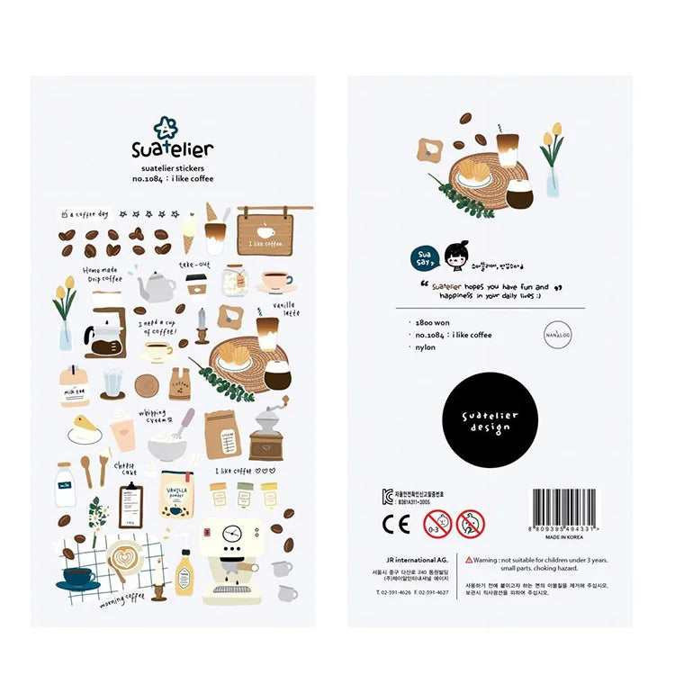 Korean Brand Suatelier Collection Daily Food Vlog Stickers DIY Scrapbooking Journey Diary Stationery Stickers Supplies Beauty World Shop
