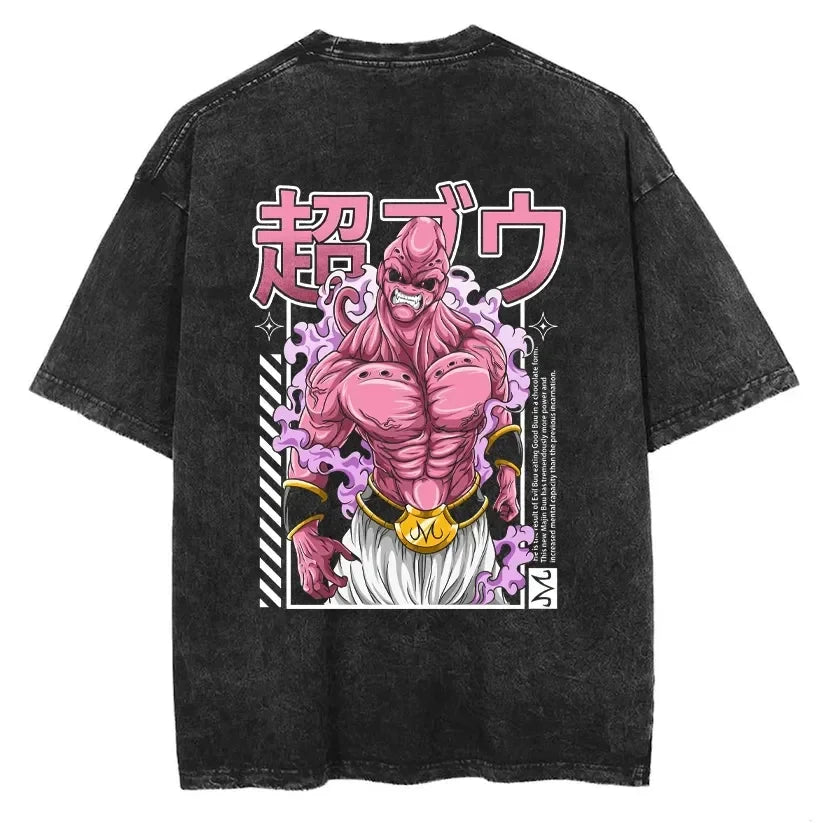 Anime Dragon Ball Cosplay Washed T-Shirt Cotton Short Sleeve Loose Large Casual Sports Fitness T-Shirt Men's Harajuku Clothing Beauty World Shop