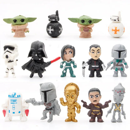 14pcs/set Darth Vader The Manda lorian DIN DJARIN Baby Yoda Skywalker R2-D2 C-3PO BB-8 Action Figure Movie Cartoon PVC Model Beauty World Shop