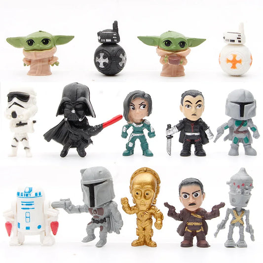 14pcs/set Darth Vader The Manda lorian DIN DJARIN Baby Yoda Skywalker R2-D2 C-3PO BB-8 Action Figure Movie Cartoon PVC Model Beauty World Shop