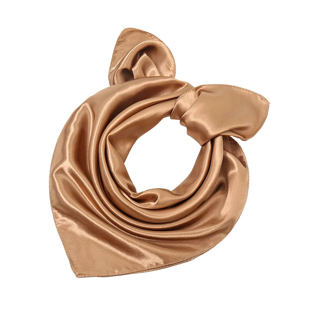 Women New Plain Satin Solid Color 60x60cm Square Scarf Girl Simulation Silk Performance Small Scarves Best Party Gift Beauty World Shop