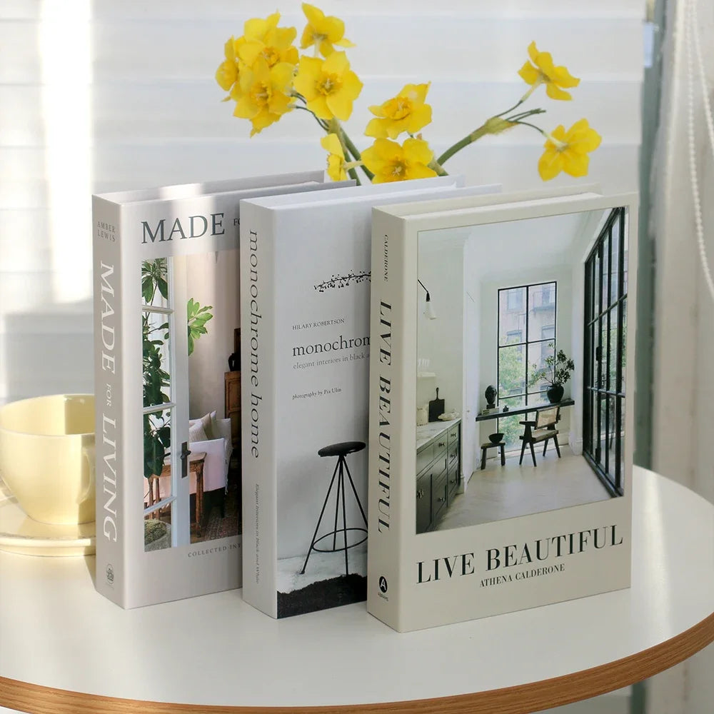 3Pcs Foldable Fashion Fake Books Living Room Decoration Designer Books Coffee Table Ornaments Club Hotel Room Villa Prop Books Beauty World Shop