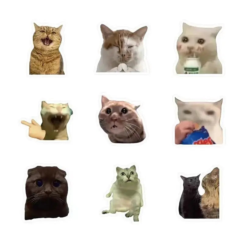 50-100 sheets of cute cartoon cat emoji stickers for luggage, water bottles, notebooks, and journal decoration Beauty World Shop