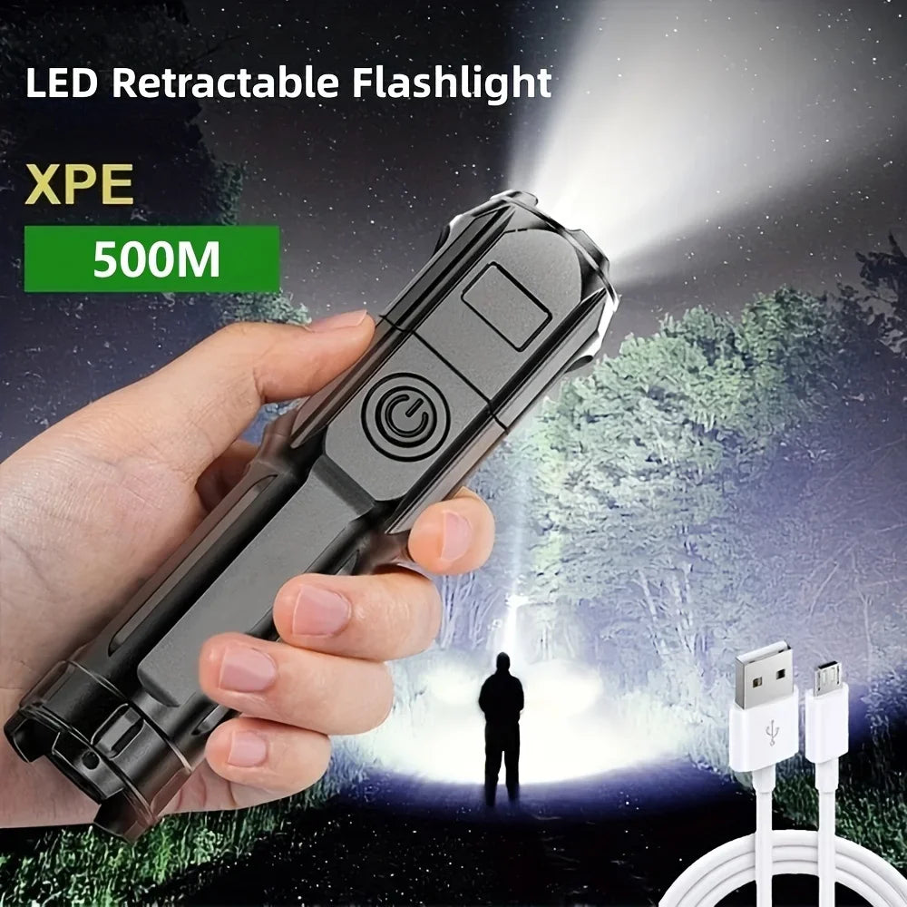 Powerful LED Flashlight Rechargeable USB Waterproof Zoom Fishing Hunting Camping 100,00 Lumen Tactical Flashlight LED Torch Beauty World Shop