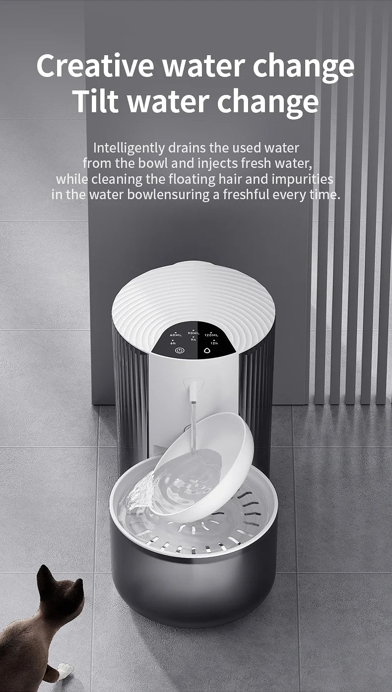 3L Wireless Automatic Pet Water Fountain Rechargeable Dump Water Feeder Timed Smart Cat & Dog Water Dispenser No filter required