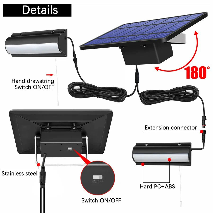 Solar Lights Indoor Outdoor Solar Shed Light With Pull Wire Switch Solar Pendant Light for Patio Porch Barn Farm House With Line Beauty World Shop