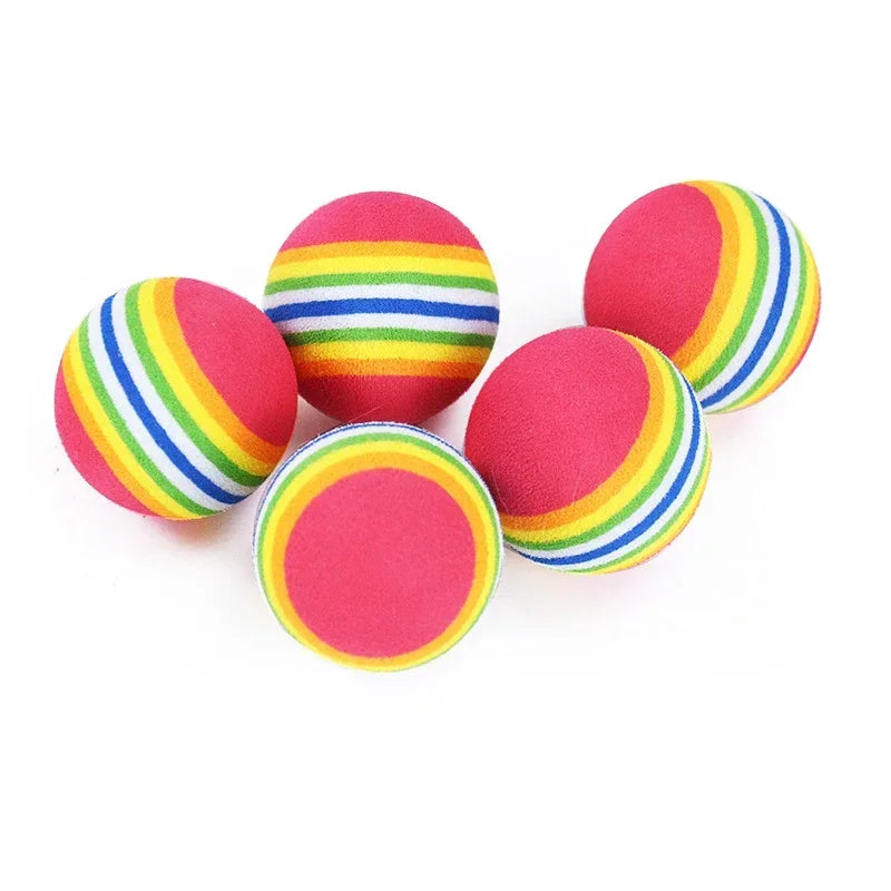 10PCS/5PCS Rainbow Cat Toys Ball Interactive Cat Dog Play Chewing Rattle Scratch Ball Training Cat Rainbow Ball Toy Pet Supplies Beauty World Shop