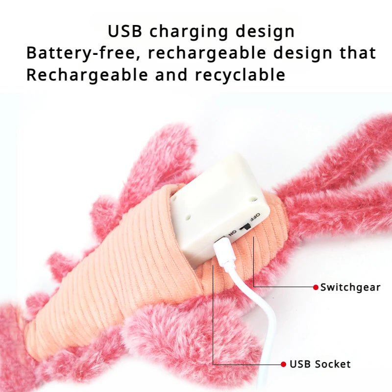 New Cat Toys Electric Lobster USB Rechargeable Simulation Jumping Shrimp Plush Electric Pet Teasing Cat Dogs Toys Pet Supplies Beauty World Shop