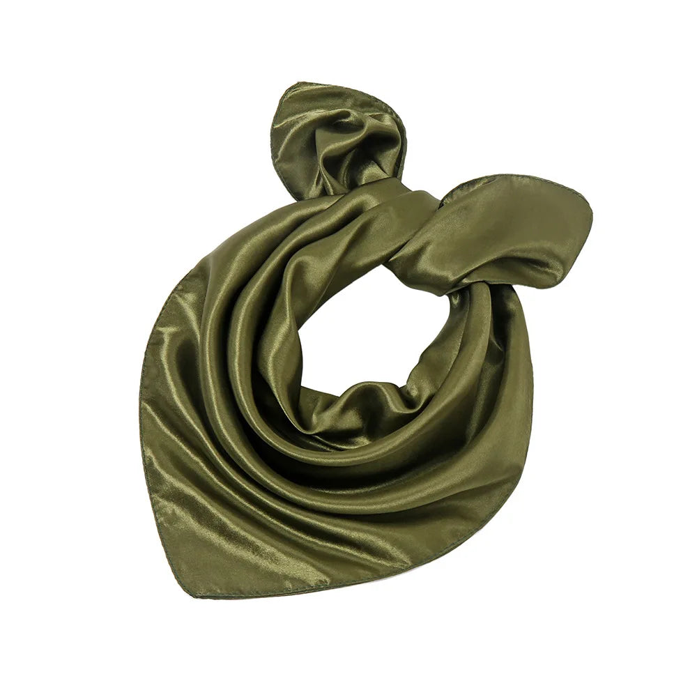 Women New Plain Satin Solid Color 60x60cm Square Scarf Girl Simulation Silk Performance Small Scarves Best Party Gift Beauty World Shop