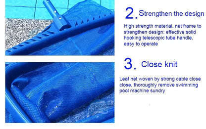 Swimming Pool Leaf Rake Large Capacity Deep Bag Thickened Frame Pool Skimmer NetWith Detachable Handle Beauty World Shop