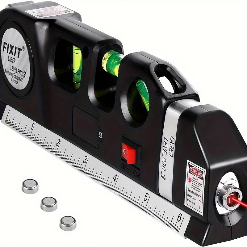 HOMEFISH Easy to Use Laser Level Line Tool Multipurpose Laser Level Kit Standard Cross Line Lase 8 Feet Measure Tape Ruler Beauty World Shop