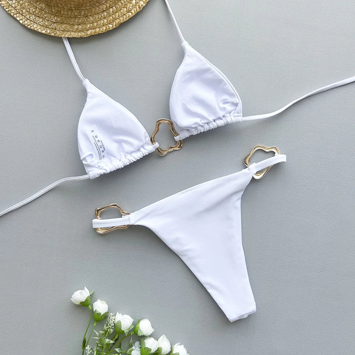 New Sexy Bikini Solid Color Lace-up Split Two-piece Swimsuit for Women Beauty World Shop