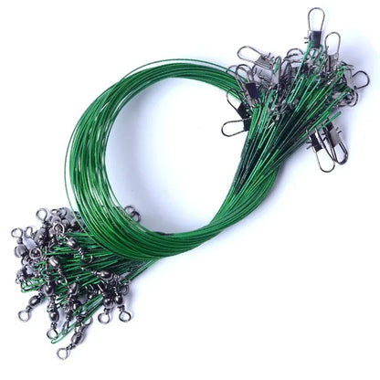 20pcs Anti Bite Steel Fishing Line Steel Wire Leader With Swivel Fishing Accessory Lead Core Leash Fishing Wire 15CM-50CM Beauty World Shop