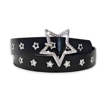 Fashion Punk style star buckle decorative belt with multiple holes small star shaped eyes multifunctional Jeans belt For Women Beauty World Shop