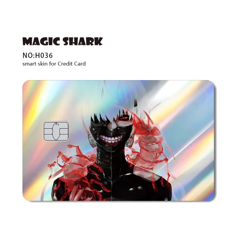 Magic Shark Skull Panda Hunter Broke Blue Eyes Dragon Laser Holographic Sticker Cover Film Skin for Credit Bank Debit Card Beauty World Shop