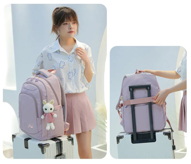 Girl School Bag Backpack Back Pack For Teenager Women Children Female Pink Schoolbag Primary High Bagpack Class Teens Child Kids Beauty World Shop