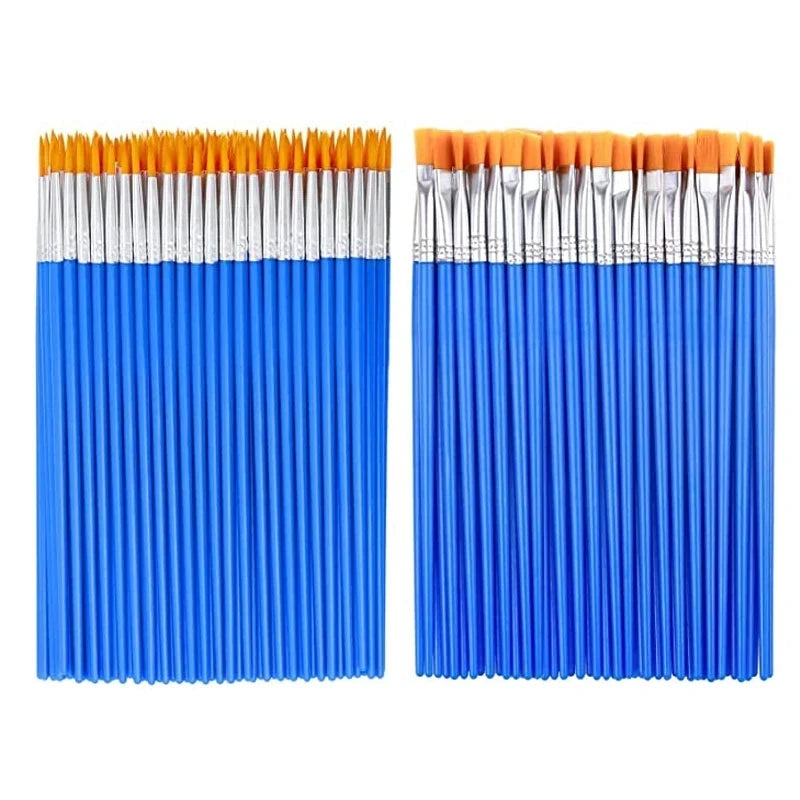 100pcs Paint Brushes Set for Kids Acrylic with Flat Round Pointed Paint Brushes Craft Watercolor Oil Painting Brushes Beauty World Shop
