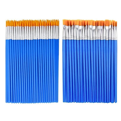 100pcs Paint Brushes Set for Kids Acrylic with Flat Round Pointed Paint Brushes Craft Watercolor Oil Painting Brushes Beauty World Shop