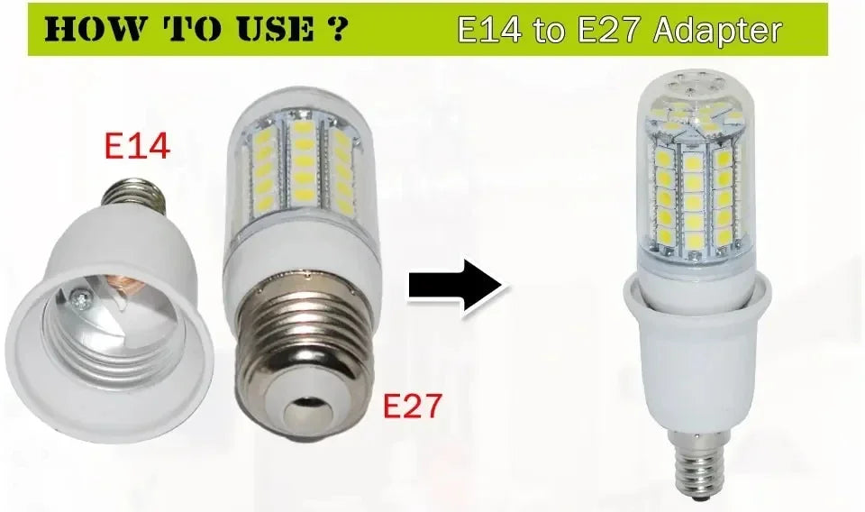 E14 to E27 Lamp Holder Converter Bulb Socket Lamp Base Adapter Plug Extender Sockets for Corn Light Bulbs Spotlight AC 110V-220V Beauty Trend Shop