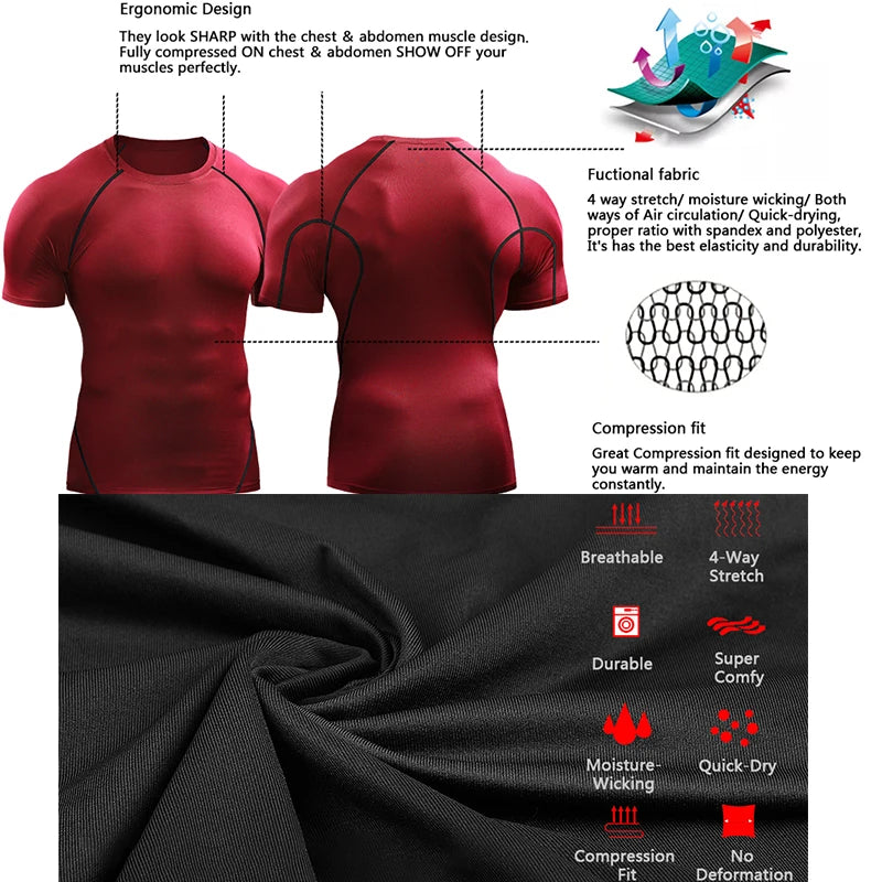 2026 Compression T Shirt Men Summer Sportswear Running T-shirt Elastic Quick Dry Sport Tops Tee Athletic Gym Workout Shirts Men Beauty World Shop
