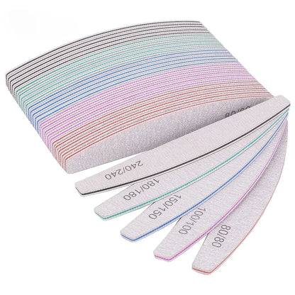 5/10Pcs Professional Nail File 150/180 Sandpaper Strong Thick Nail Files Sanding Half Moon Lime nail accessories and Tools Beauty World Shop
