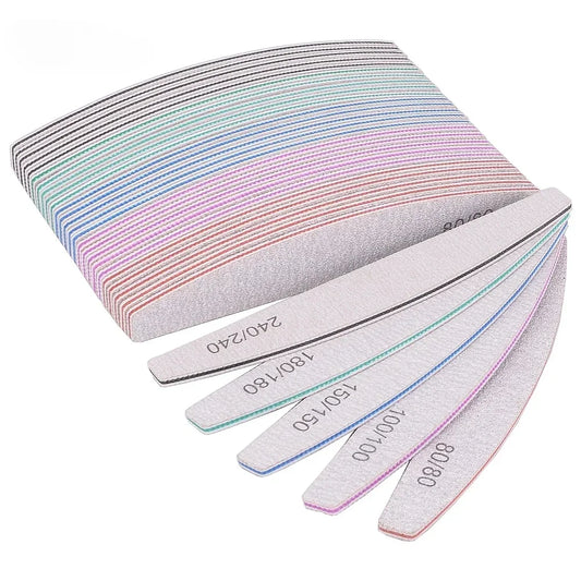 5/10Pcs Professional Nail File 150/180 Sandpaper Strong Thick Nail Files Sanding Half Moon Lime nail accessories and Tools Beauty World Shop