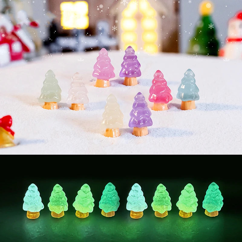 Luminous Figurine Miniature Cute Noctilucent Christmas Tree Micro Landscape Ornaments for Home Decorations Tabletop Beauty World Shop