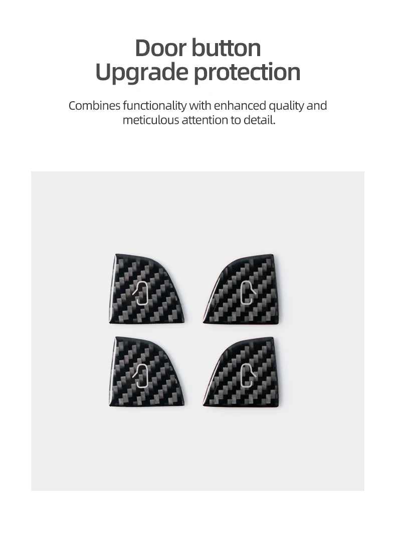 For Tesla Model Y 2019-2025 Juniper Model 3 Highland 2024 Carbon Fiber Car Interior Door Switch Button Trim Stickers Accessories Beauty World Shop