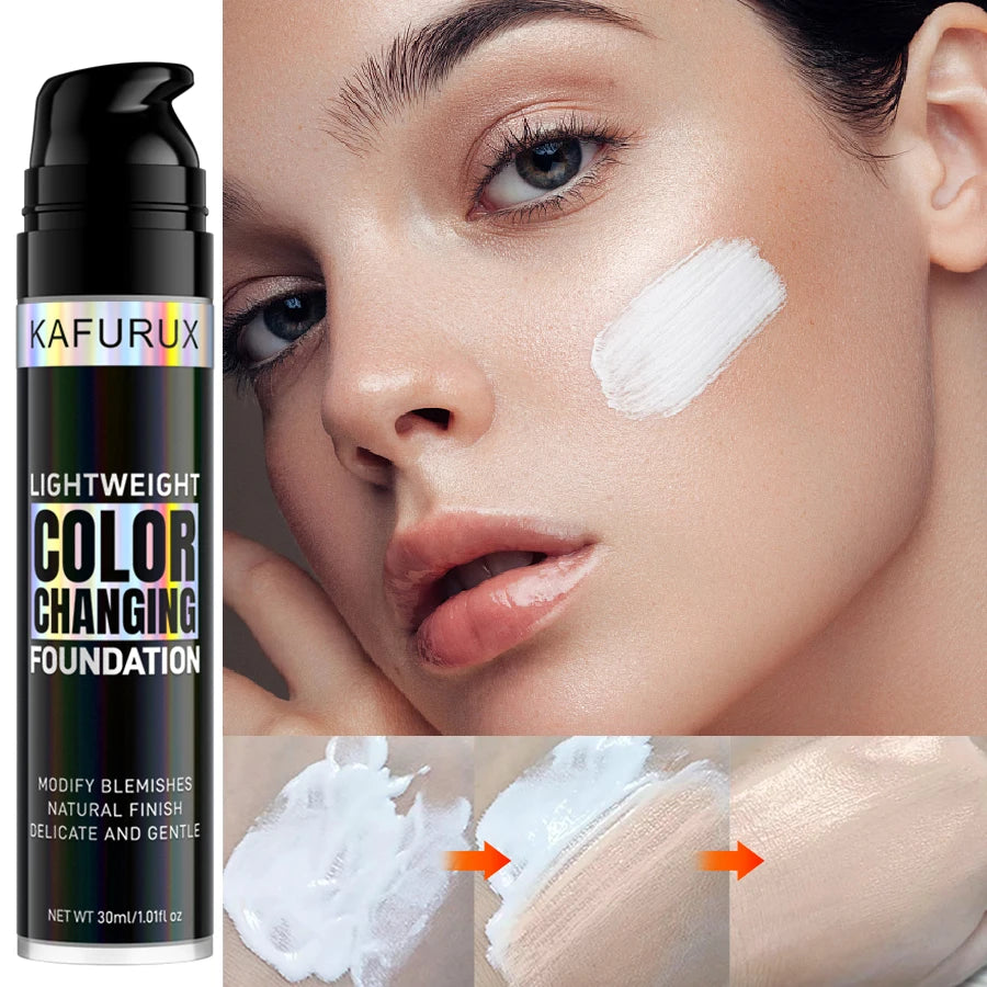 1PC Magic Color Changing Foundation Liquid Soft Matte Long Lasting Hydrating Makeup Base Cream for All Different Skin Tone Beauty World Shop