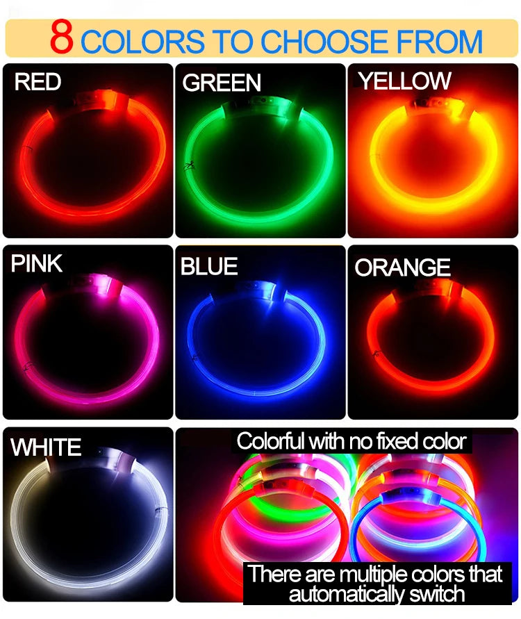 New Dog Luminous Collar Bright Dog Collar Glowing Led Light Dog Collar Light Night Safety GXQ02