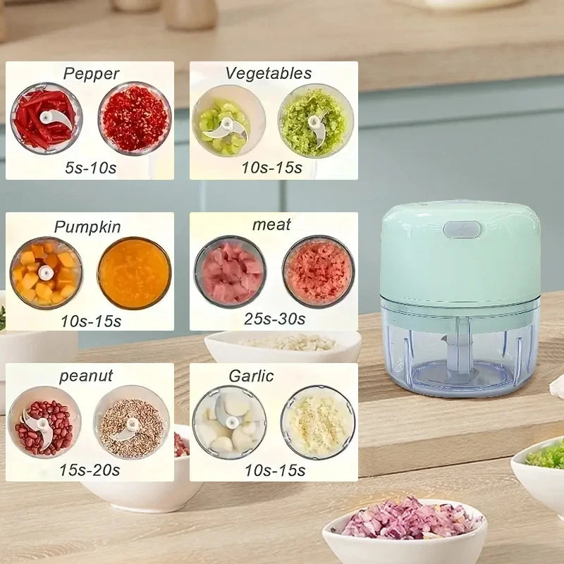 2027 250ml Mini Rechargeable Garlic Chopper Meat Grinder Durable and Sturdy Suitable for Crushing Garlic Chili Onions Minced Mea Beauty World Shop