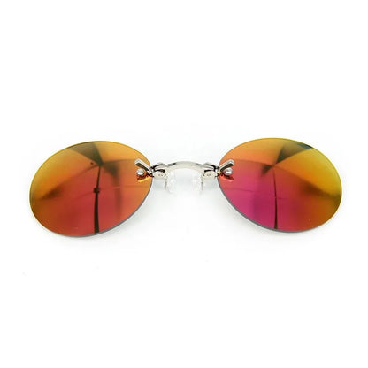 VIEWRING1-2PCS Clip On Nose Glasses Round Rimless Matrix Morpheus Sunglasses Mini Frameless Vintage Men Eyeglasses Beauty World Shop