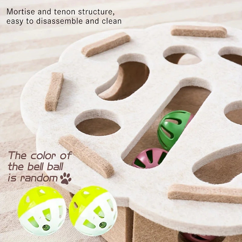 Interactive Cat Puzzle Toy Felt Toy Box with Maze Tunnel Bell Ball Indoor Entertainment Cat Toy Beauty World Shop