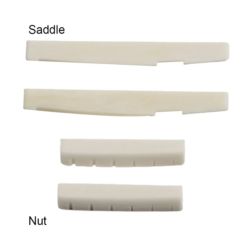 2 Sets 4 Pcs 6 String Acoustic Guitar Bone Bridge Saddle 72mm And Nut 43mm Cow Bone Nut Top Folk Pillow Folk Bottom Pillow Beauty World Shop