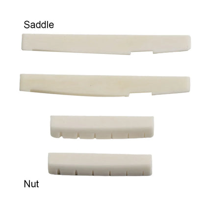 2 Sets 4 Pcs 6 String Acoustic Guitar Bone Bridge Saddle 72mm And Nut 43mm Cow Bone Nut Top Folk Pillow Folk Bottom Pillow Beauty World Shop