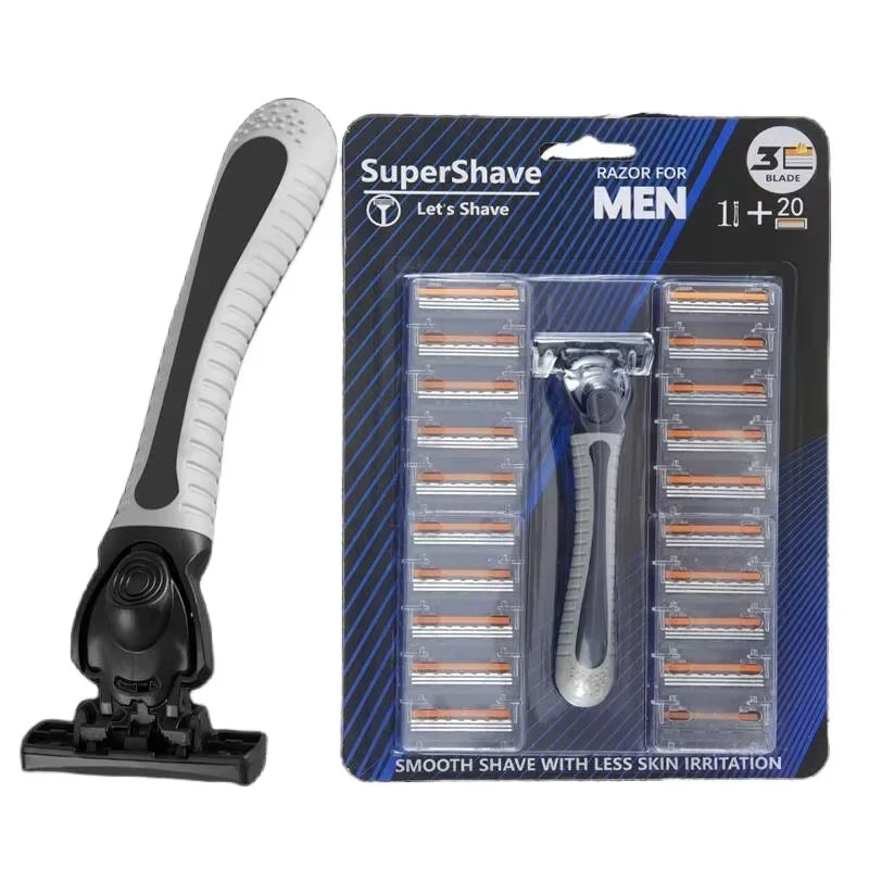 Shaver Brand New Design Men Razor Shaving Three Layer Shaver Reusable Razor Imported Blade Multi Tool Head Replace Beauty Fashion