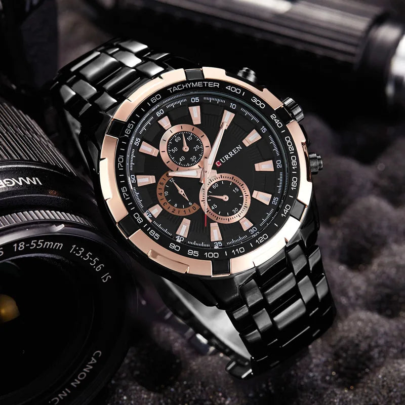 CURREN 8023 Quartz Watch Men Waterproof Sport Military Watches Mens Business Stainless Steel Wristwatch Male Clock reloj hombre Beauty World Shop