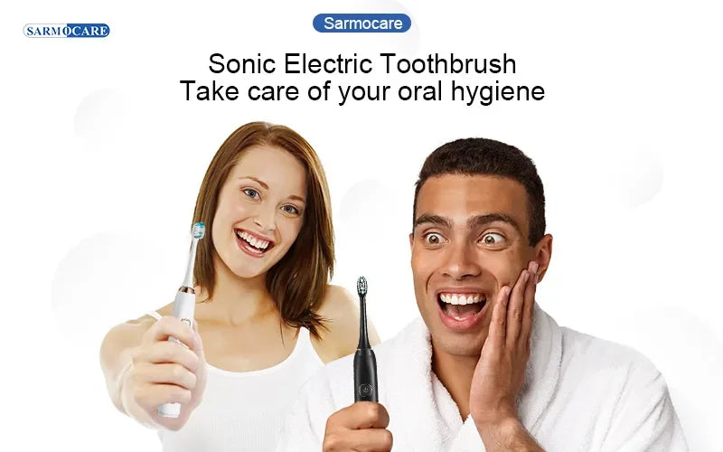Sonic Electric Toothbrush Smart Ultrasonic Dental Teeth Whitening Rechargeable Adult Tooth Brush Sarmocare S100 With8 Brush Head Beauty World Shop