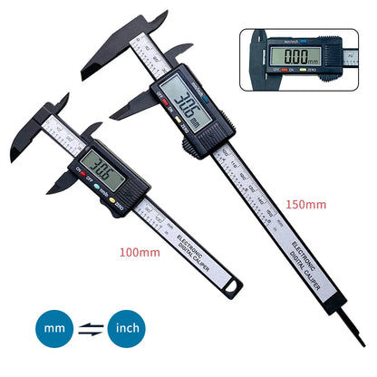 150mm 100mm Electronic Digital Caliper Carbon Fiber Dial Vernier Caliper Gauge Micrometer Measuring Tool Digital Ruler Beauty World Shop
