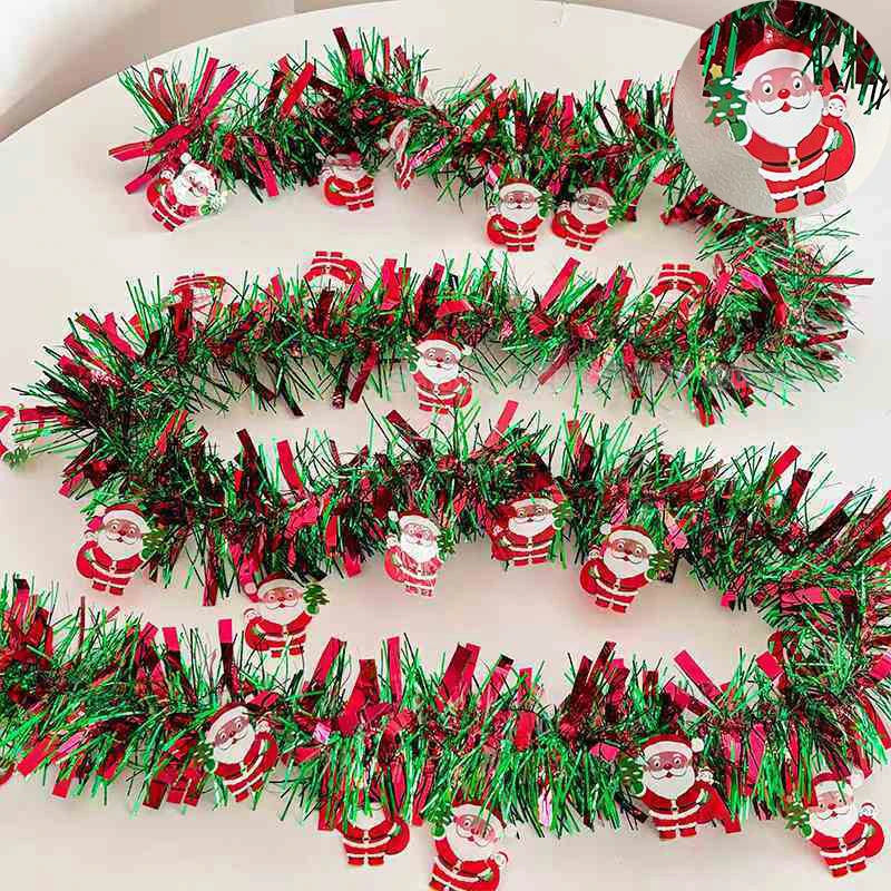 Christmas Tinsel Garlands Decoration Bar Tops 2/10M Red Green Wreath Xmas Tree Ornaments Party Home Staircase Decor Pendant Prop Beauty World Shop