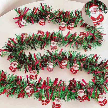 Christmas Tinsel Garlands Decoration Bar Tops 2/10M Red Green Wreath Xmas Tree Ornaments Party Home Staircase Decor Pendant Prop Beauty World Shop