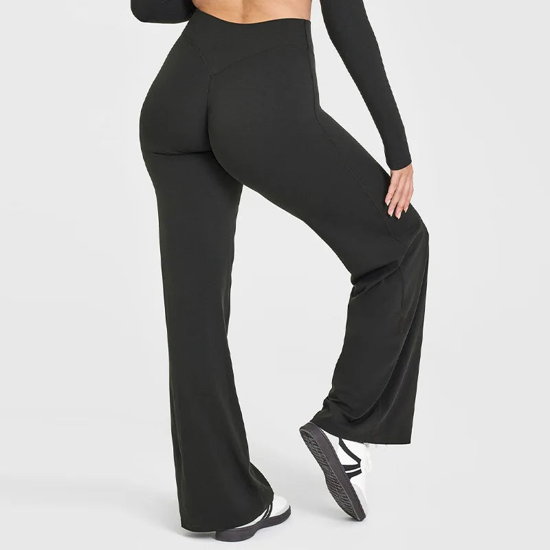 NCLAGEN SoftMotion Straight Leg Bottoms Women's Mid-Waist Yoga Pants GYM Leggings Naked Feel Pilates Running Sports Trousers Beauty World Shop