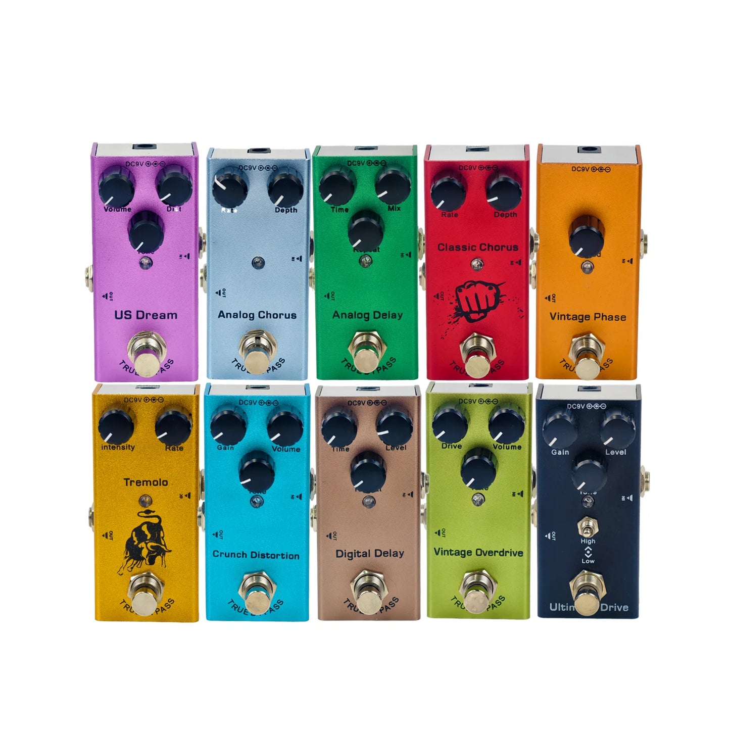 Mini Electric Guitar Effect Pedal Overdrive/Distortion Crunch/US Dream/Chorus/Vintage Phase/Digital Delay/Tremolo Beauty World Shop