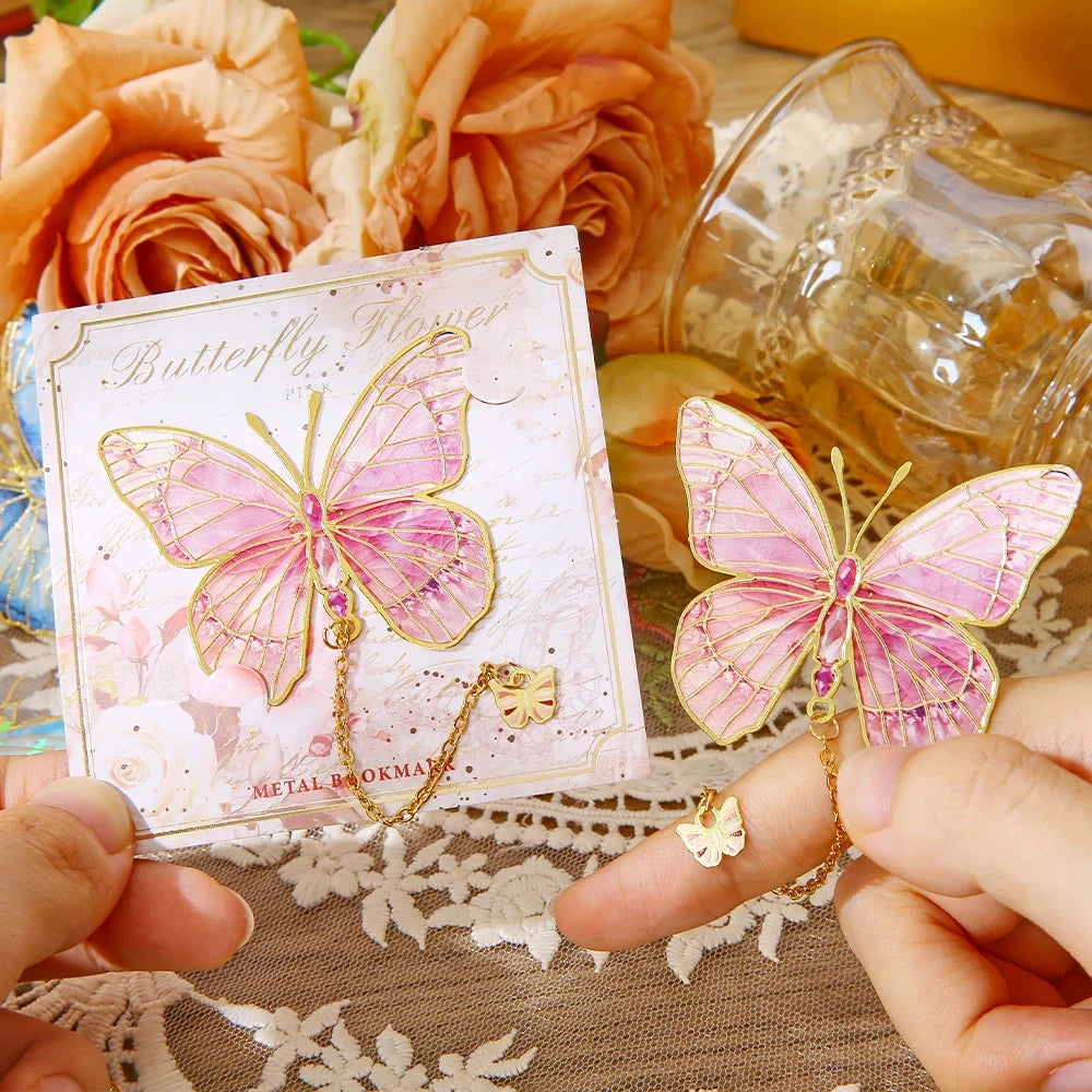 Mini Cute Butterfly Metal Bookmark With Chain And Gold Foil Design, Butterfly Book Page Holder, Vintage Bookmark To Aid Reading Beauty World Shop