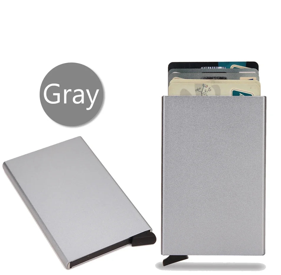 Rfid Credit Card Holder Metal Thin Slim Smart Wallet Men Women Wallets Pop Up Minimalist Small Black Purse Mini Walets for Men Beauty World Shop