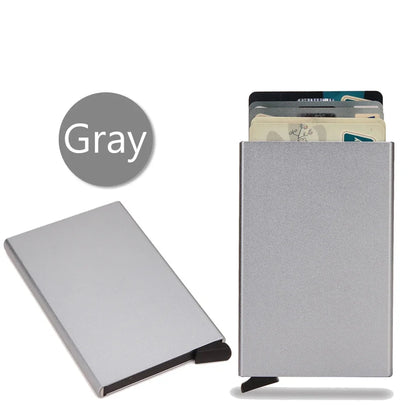 Rfid Credit Card Holder Metal Thin Slim Smart Wallet Men Women Wallets Pop Up Minimalist Small Black Purse Mini Walets for Men Beauty World Shop