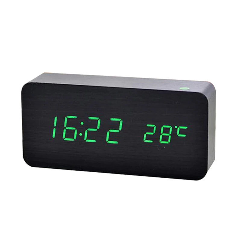 Wooden Digital Alarm Clock, LED Alarm Clock with Temperature Desk Clocks for Office,Bedside Clock Beauty World Shop